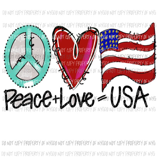 Peace Love USA 2 Sublimation transfers Heat Transfer