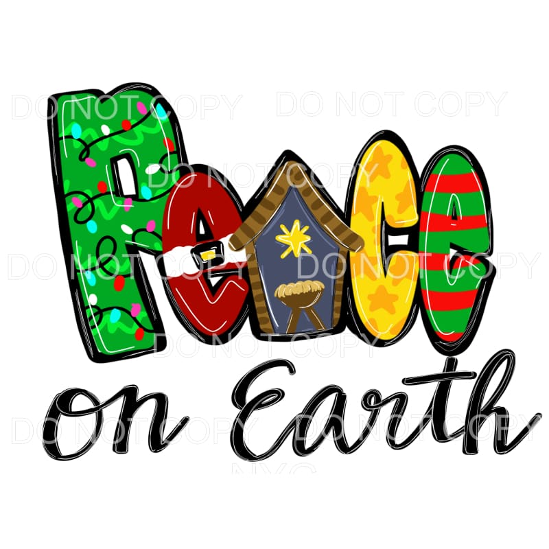 Peace On Earth Christmas Patterns Sublimation transfers - 