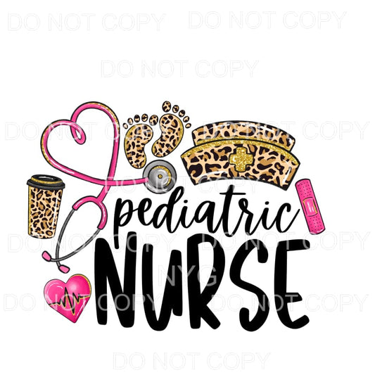 Pediatric Nurse Pink Leopard Sublimation transfers - Heat 