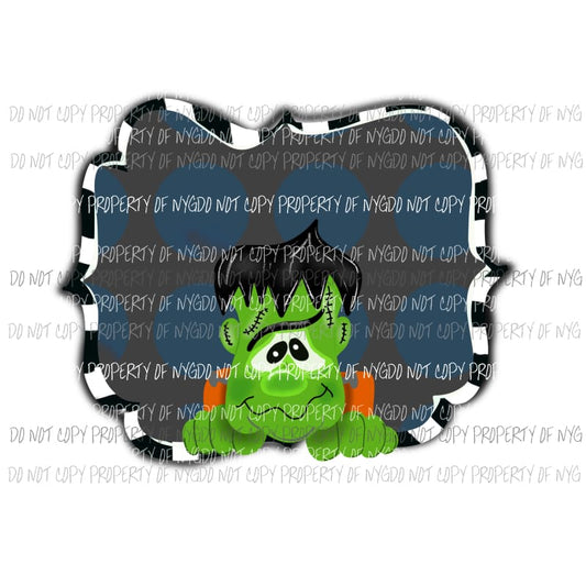 Peeking Frankenstein Halloween Sublimation transfers Heat Transfer
