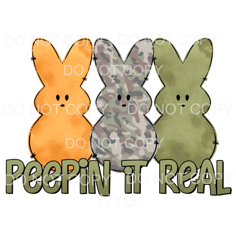 Peepin It Real Orange Camo Easter Sublimation transfers - 