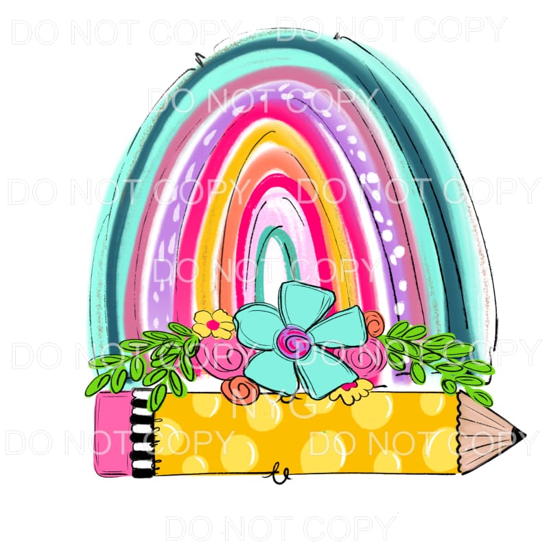 Pencil Colorful Rainbow Flowers Sublimation transfers - Heat