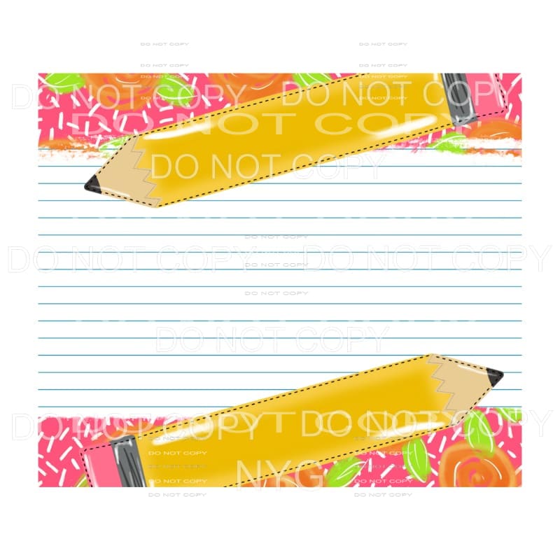 Pencils Paper Floral Teacher Sheet Sublimation transfers - 