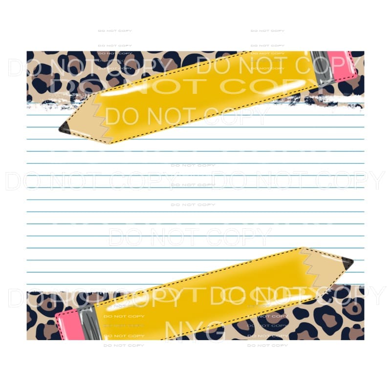 Pencils Paper Leopard Teacher Sheet Sublimation transfers - 