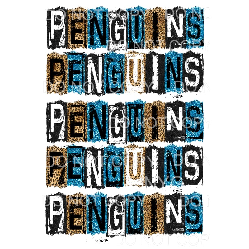 PENGUINS BLOCK BLUE BLACK # 491 Sublimation transfers - Heat