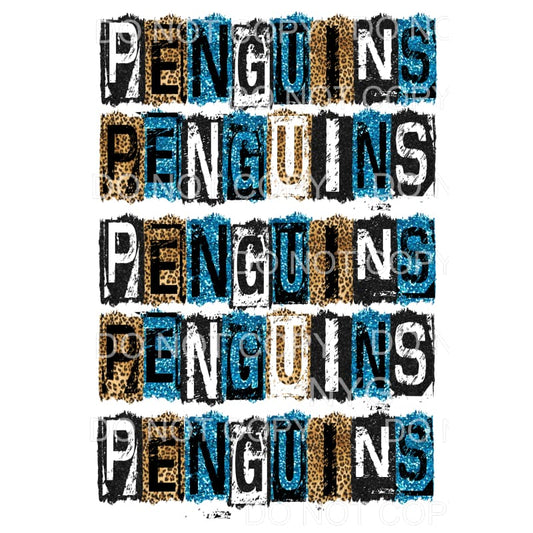 PENGUINS BLOCK BLUE BLACK # 491 Sublimation transfers - Heat