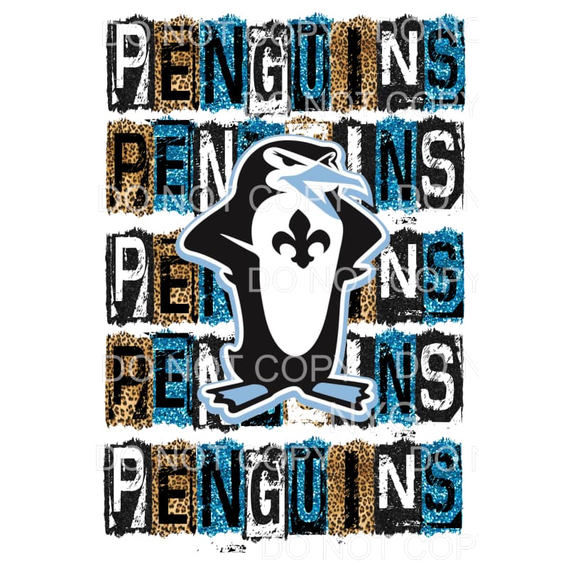 PENGUINS BLOCK BLUE BLACK # 492 Sublimation transfers - Heat