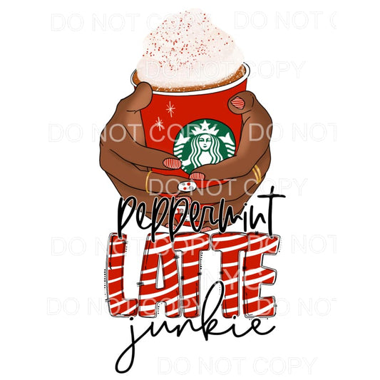 Peppermint Latte Junkie Red Stripes Cup Hands #1194 