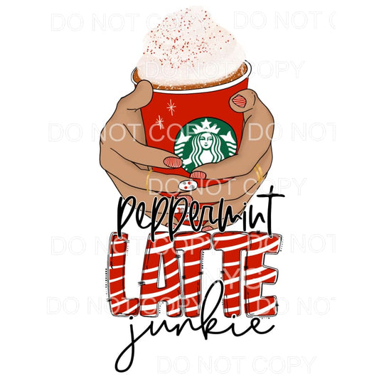 Peppermint Latte Junkie Red Stripes Cup Hands #1195 