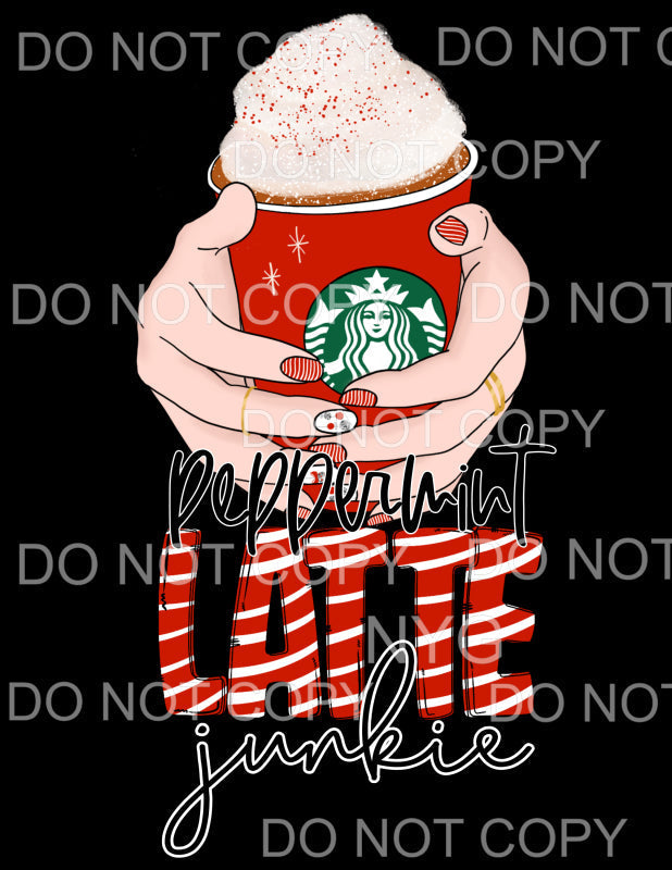 Peppermint Latte Junkie Red Stripes Hands Starbucks Cup 