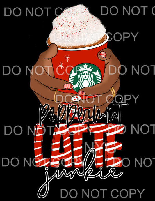 Peppermint Latte Junkie Red Stripes Hands Starbucks Cup 