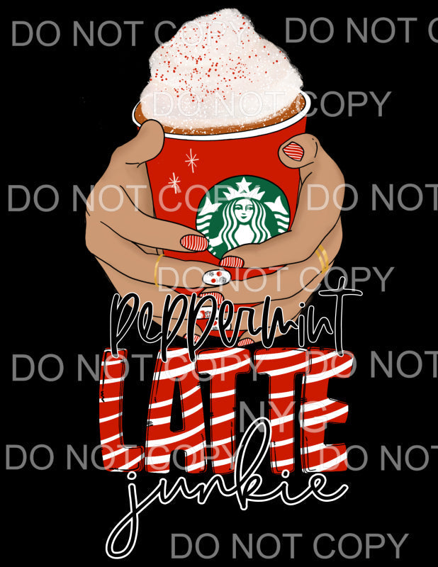 Peppermint Latte Junkie Red Stripes Hands Starbucks Cup 