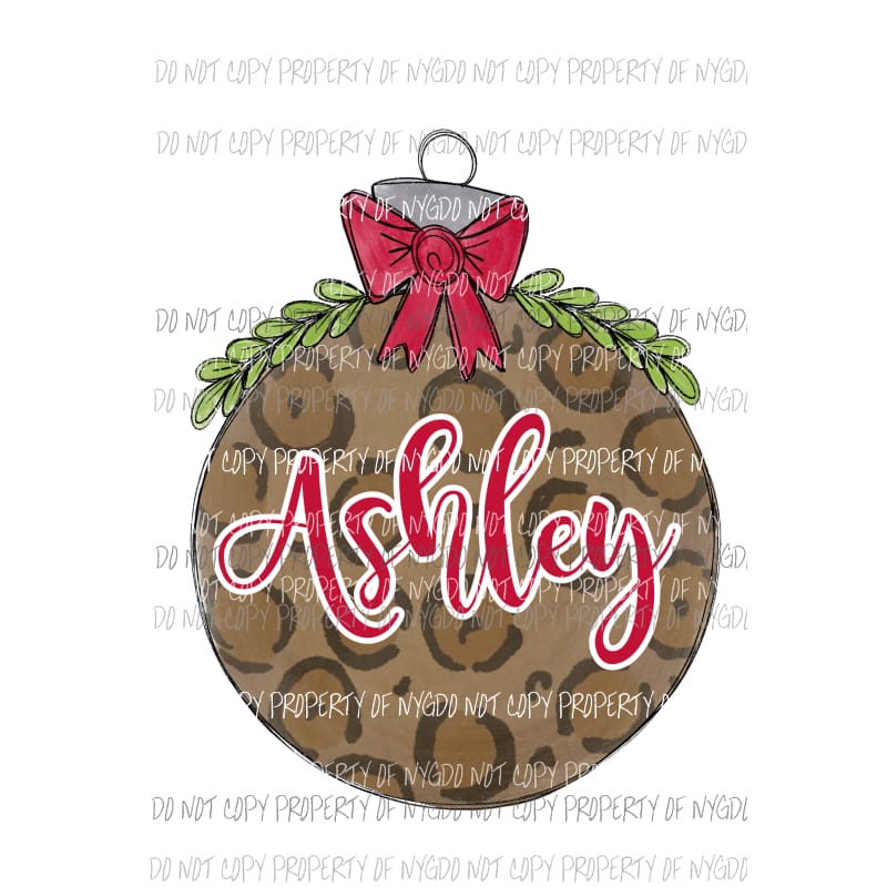 Personalized Leopard Ornament write name in notes Sublimation transfers Heat Transfer