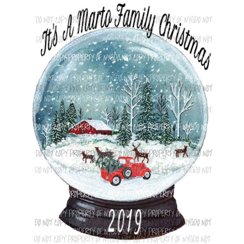 PERSONALIZED Snow globe red truck farm Sublimation transfers Heat Transfer