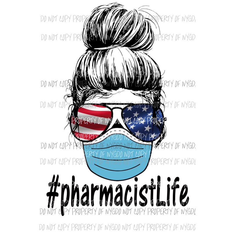# Pharmacist Life Skull FLAG Sublimation transfers Heat Transfer