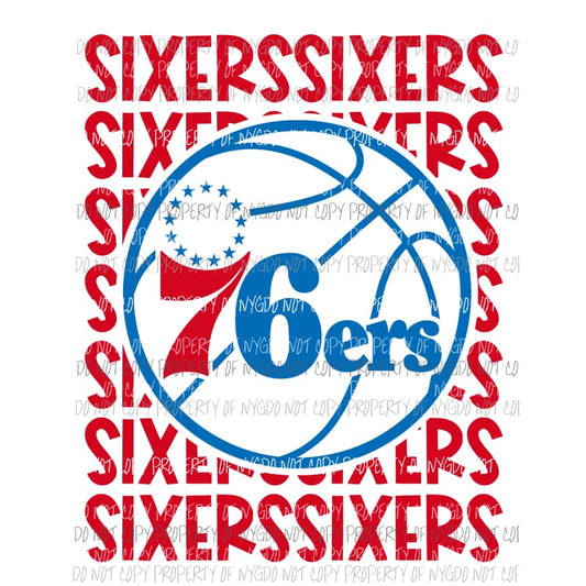 Philadelphia 76er sixers stacked Sublimation transfers Heat Transfer