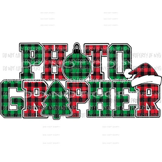 PHOTOGRAPHER buffalo plaid ornament tree santa hat Sublimation transfers Heat Transfer