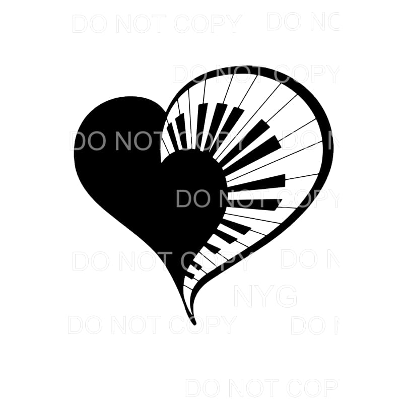 Piano Heart # 380 Sublimation transfers - Heat Transfer