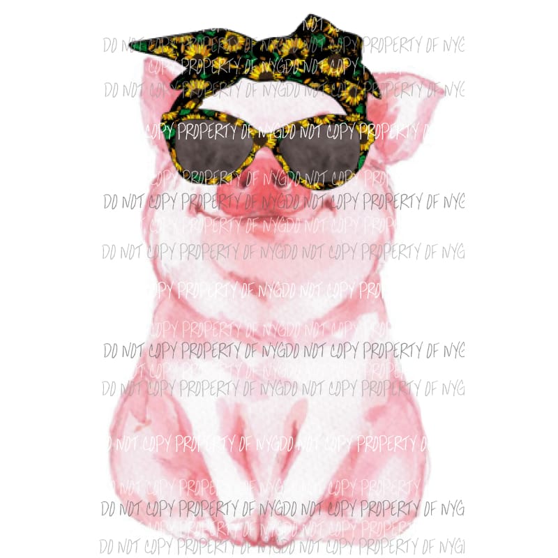 Pig Sunflower Glasses Sublimation transfers Heat Transfer