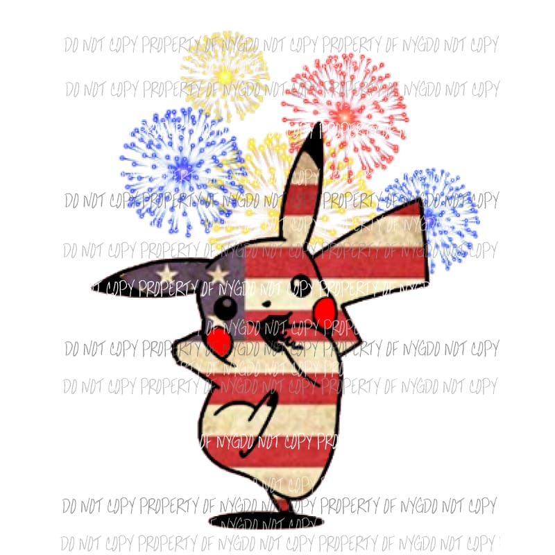 Pikachu Sublimation transfers usa 4th of july america Heat Transfer