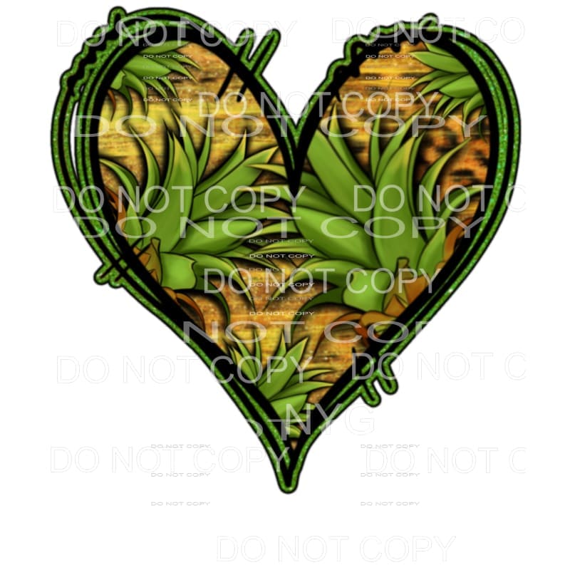 Pineapple Gold Leopard Green Glitter Heart #2034 Sublimation