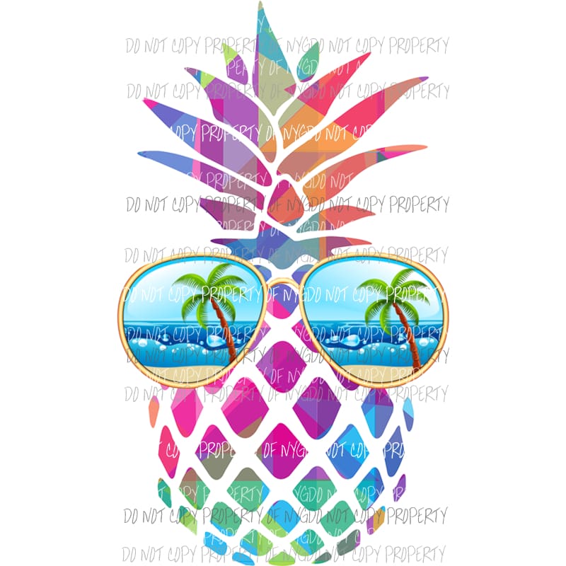 Pineapple with sunglasses Sublimation transfers Heat Transfer