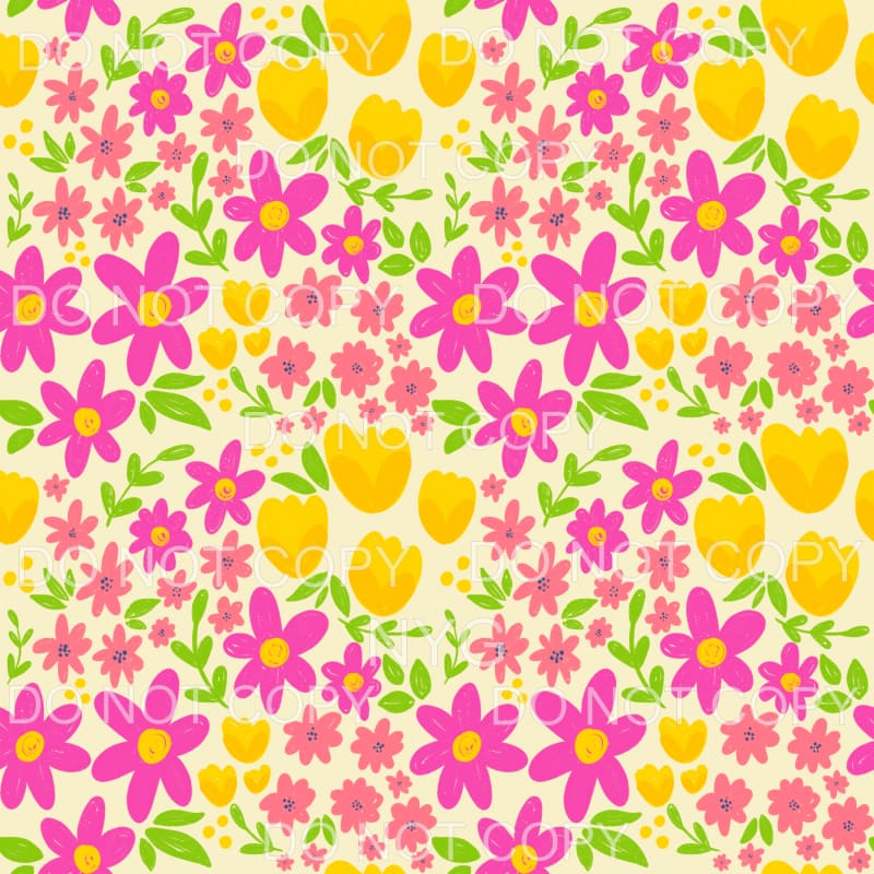 Pink and Yellow Flowers Yellow Background Sheet Sublimation 