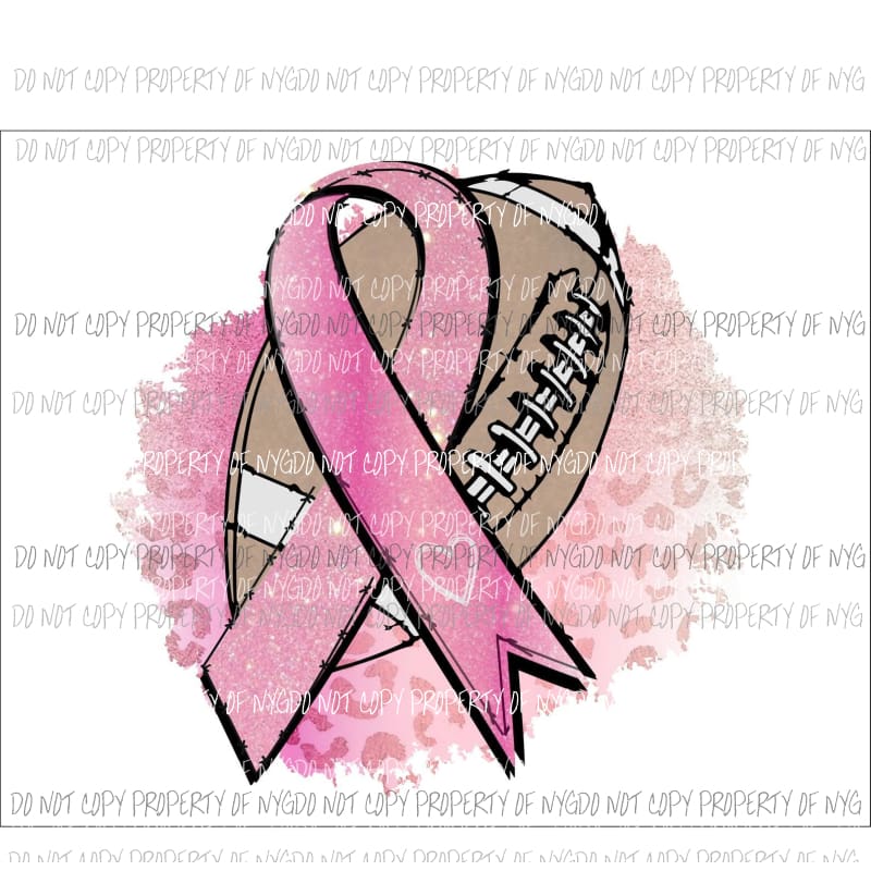 Pink Awareness Ribbon Football leopard Sublimation transfers Heat Transfer