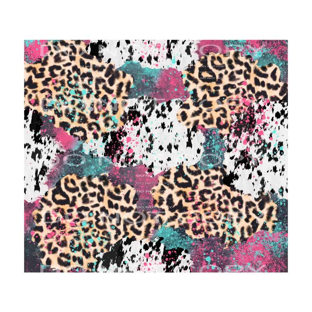 pink blue cow leopard #6488 Sublimation transfers - Heat 