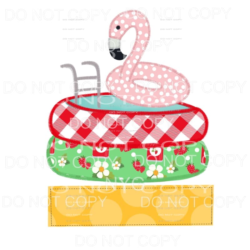 Pink Flamingo Float Pool Patterned Monogram Sublimation 