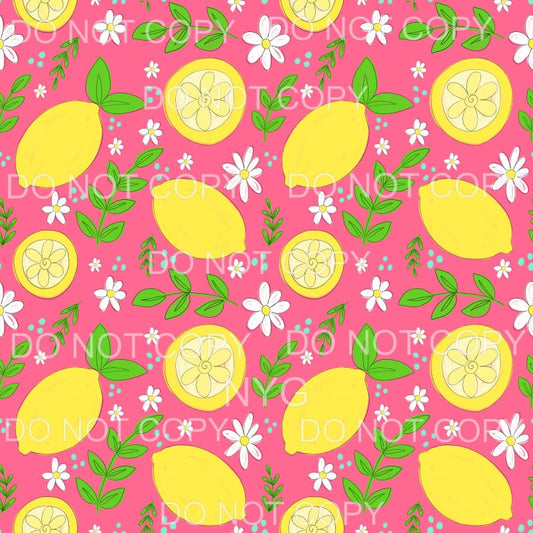 Pink Floral Lemon Sheet Sublimation transfers - Heat 