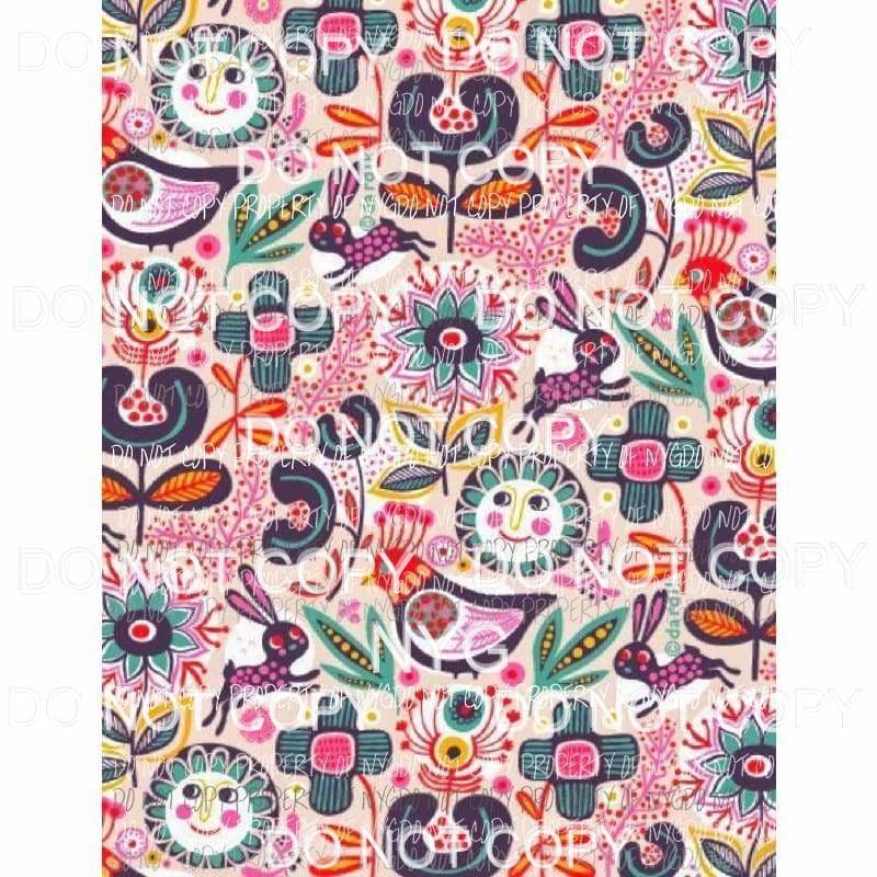 Pink Flowers Bird Sheet Sublimation transfers 13 x 9 inches Heat Transfer