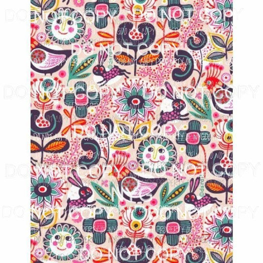 Pink Flowers Bird Sheet Sublimation transfers 13 x 9 inches Heat Transfer