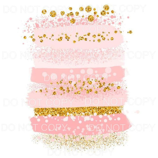 Pink Gold Glitter Brushstrokes Sheet Sublimation transfers -