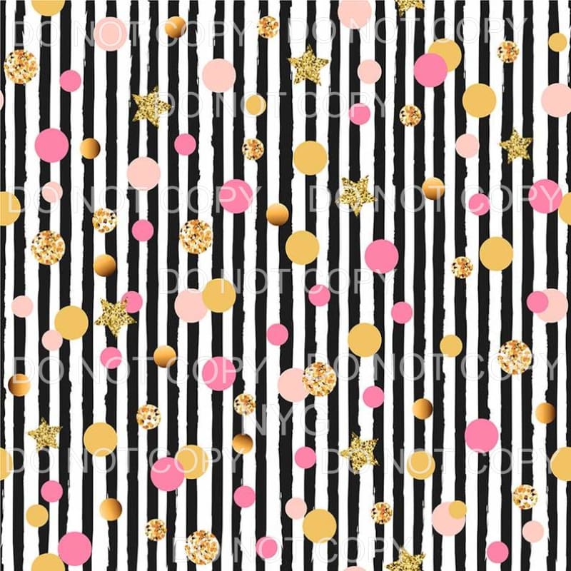 Pink Gold Stars Circles Black Stripes Sheet Sublimation 