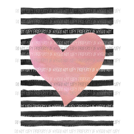 Pink Heart black striped background Valentines Day Sublimation transfers Heat Transfer