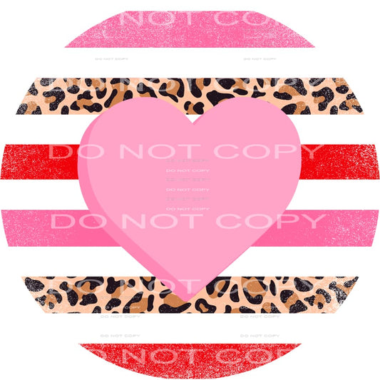 Pink Heart Blank Leopard Stripes Circle Valentines Day #2608
