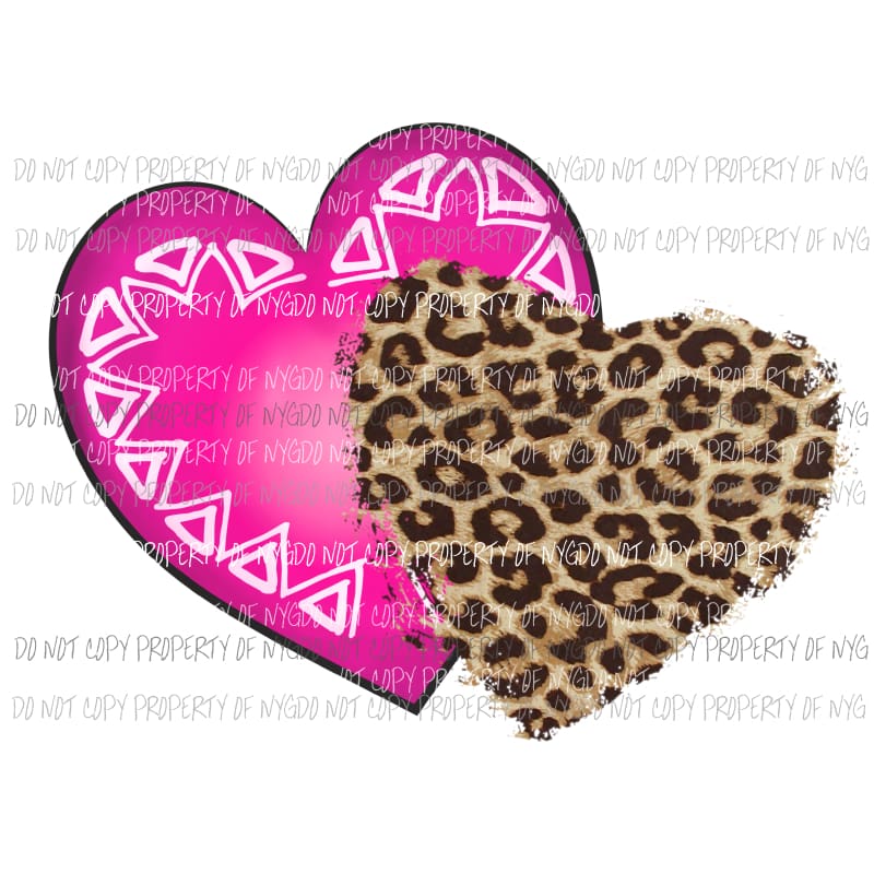 Pink Heart Leopard Heart Sublimation transfers Heat Transfer