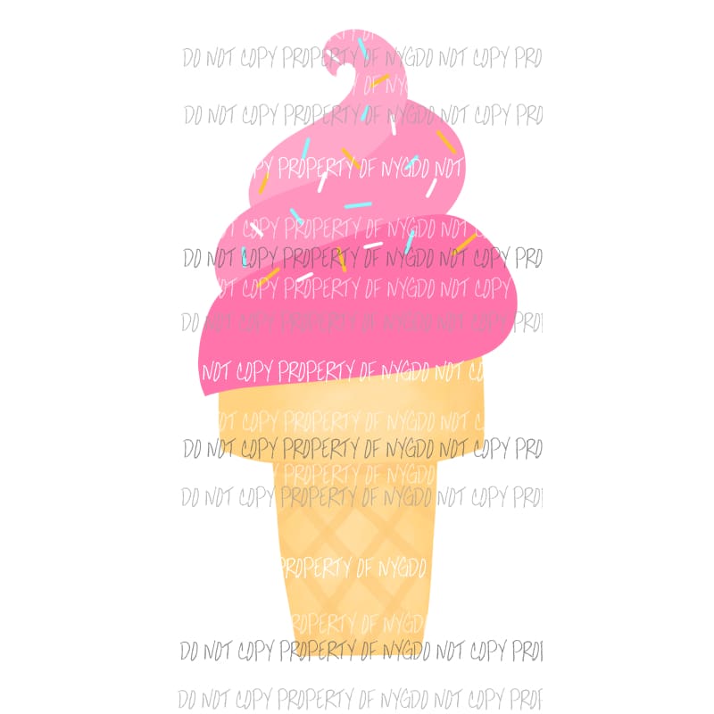Pink Ice Cream Cone sprinkles Sublimation transfers Heat Transfer