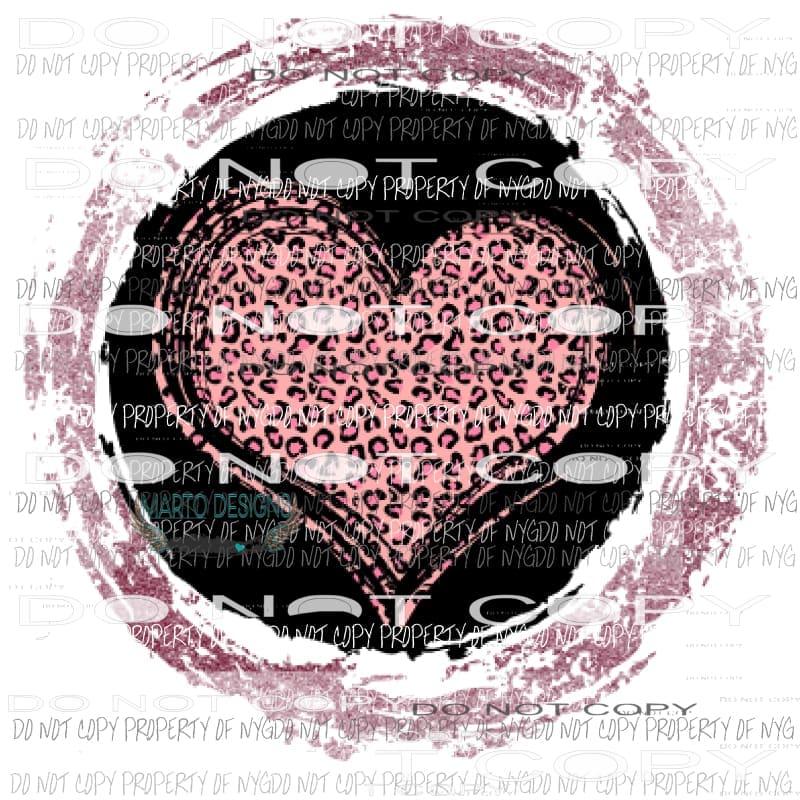 Pink Leopard heart circle Sublimation transfers valentines day love Heat Transfer
