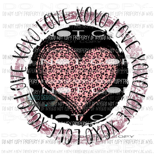 Pink Leopard heart circle xoxo love Sublimation transfers valentines day love Heat Transfer