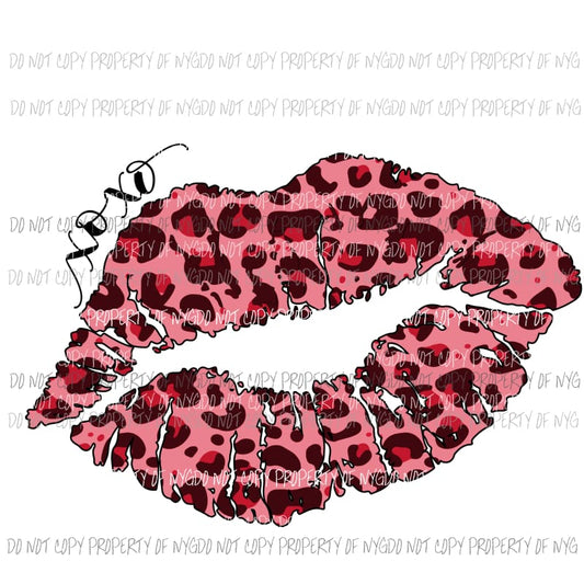 Pink Leopard Lips XOXO Valentines Sublimation transfers Heat Transfer
