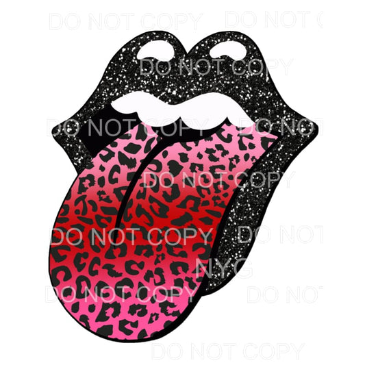 Pink Leopard Tongue Black Lips Sublimation transfers - Heat 