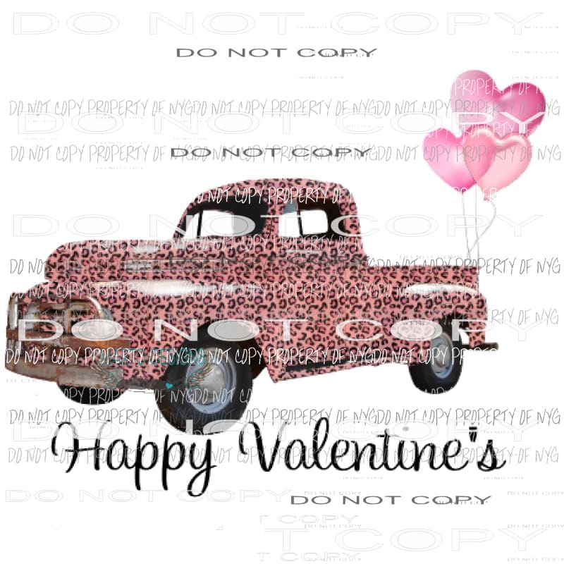 Pink Leopard Truck Happy Valentines Sublimation transfers Heat Transfer