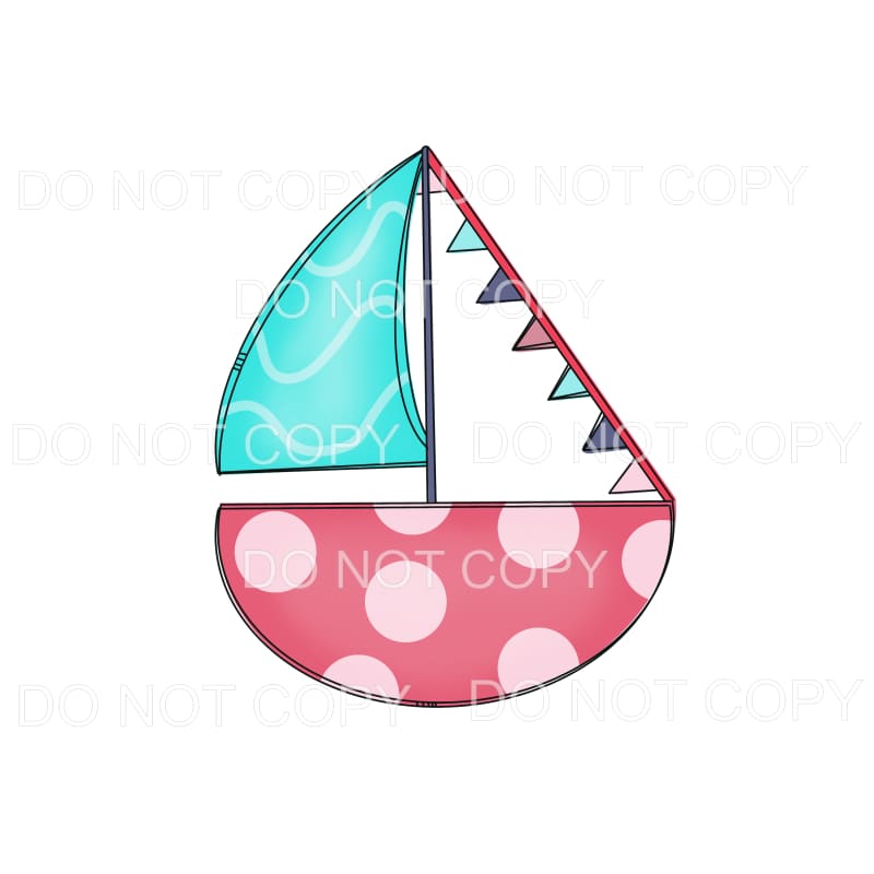 Pink Polka Dot Sailboat Sublimation transfers - Heat 