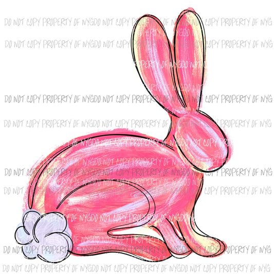 Pink Rabbit bunny girl watercolor Sublimation transfers Heat Transfer