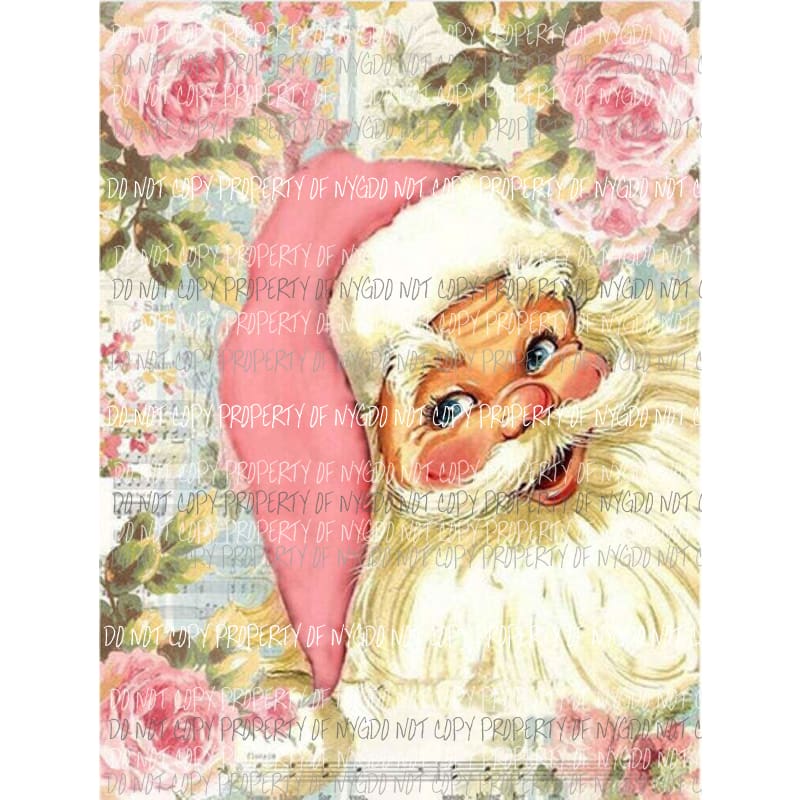 Pink Santa Floral Christmas Sublimation transfers Heat Transfer