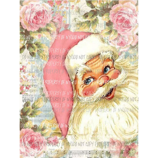Pink Santa Floral Christmas Sublimation transfers Heat Transfer