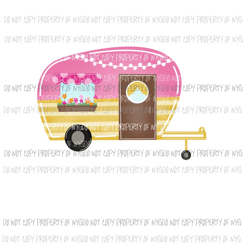 Pink Striped Camper Sublimation transfers Heat Transfer