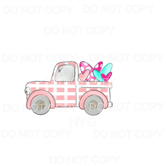 Pink Valentines Day Truck Hearts Sublimation transfers - 